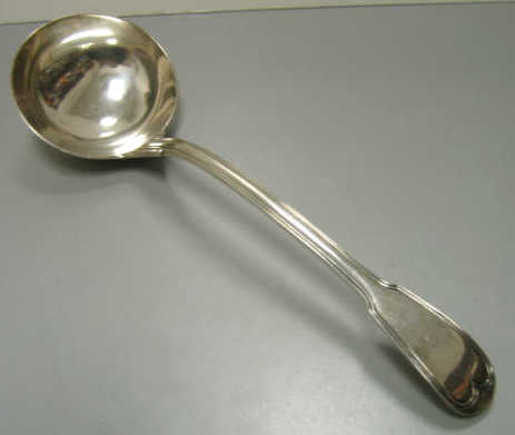 Appraisal: PAUL STORR LONDON English silver soup ladle Fiddle Thread pattern