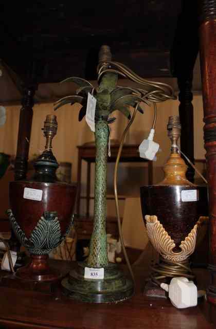 Appraisal: A BRASS TABLE LAMP in the form of a palm