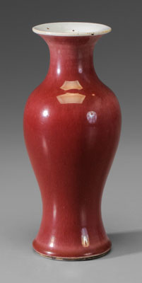 Appraisal: Copper-Red Porcelain Baluster Vase Chinese th century ovoid body with