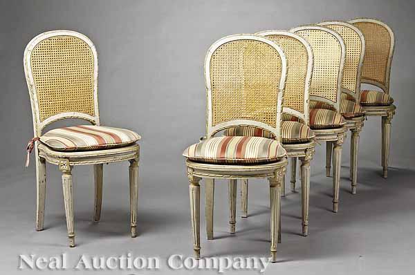 Appraisal: A Set of Six Antique Louis XVI-Style Gris Peinte and