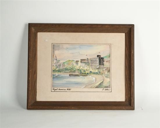 Appraisal: I Allen Watercolor Royal Hawaiian Hotel c s H W