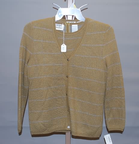 Appraisal: Bill Blass blue gold wool silk long sleeve cardigan windowpane