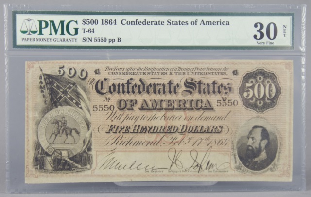 Appraisal: Confederate Note Dated Feb T- Certified and graded VF net