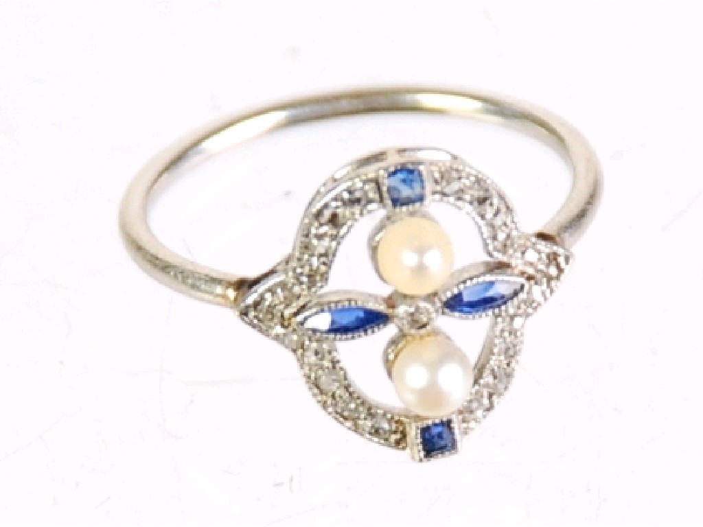 Appraisal: ATTRACTIVE UNMARKED PROBABLY WHITE GOLD RING the openwork oval top