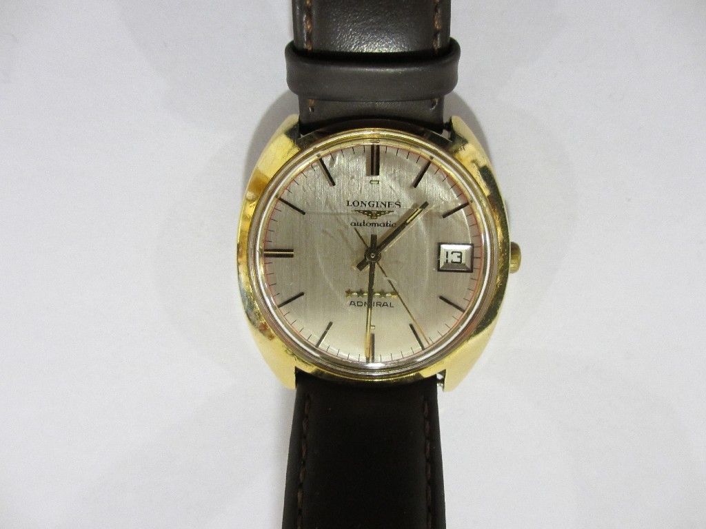 Appraisal: Gents ct gold cased Longines Admiral wrist watch with silvered