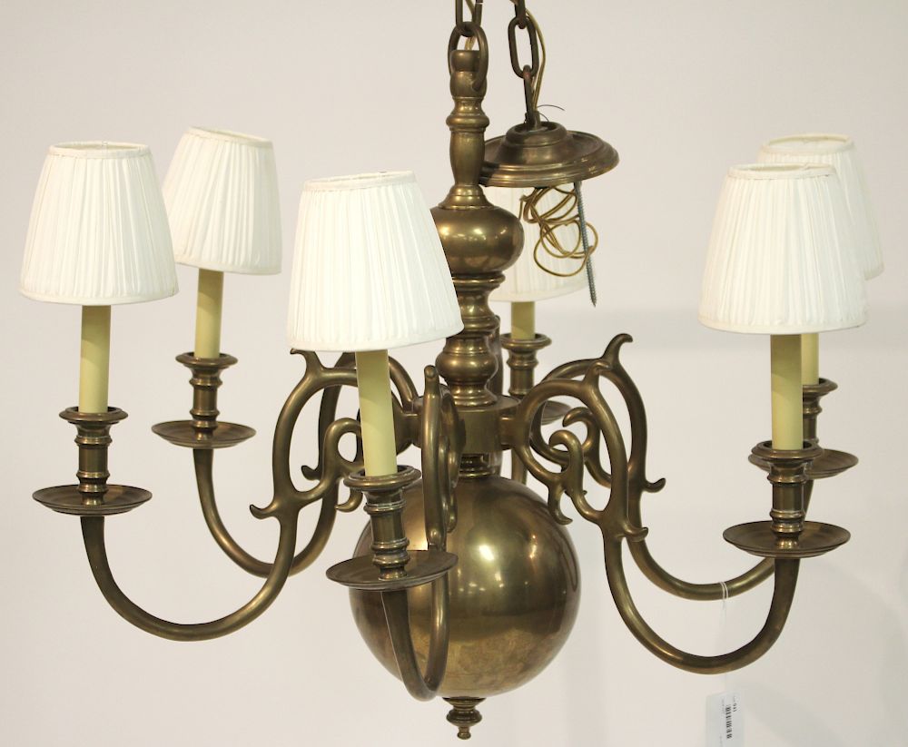 Appraisal: Dutch Baroque Style Brass -Light Chandelier h by dia Nazar