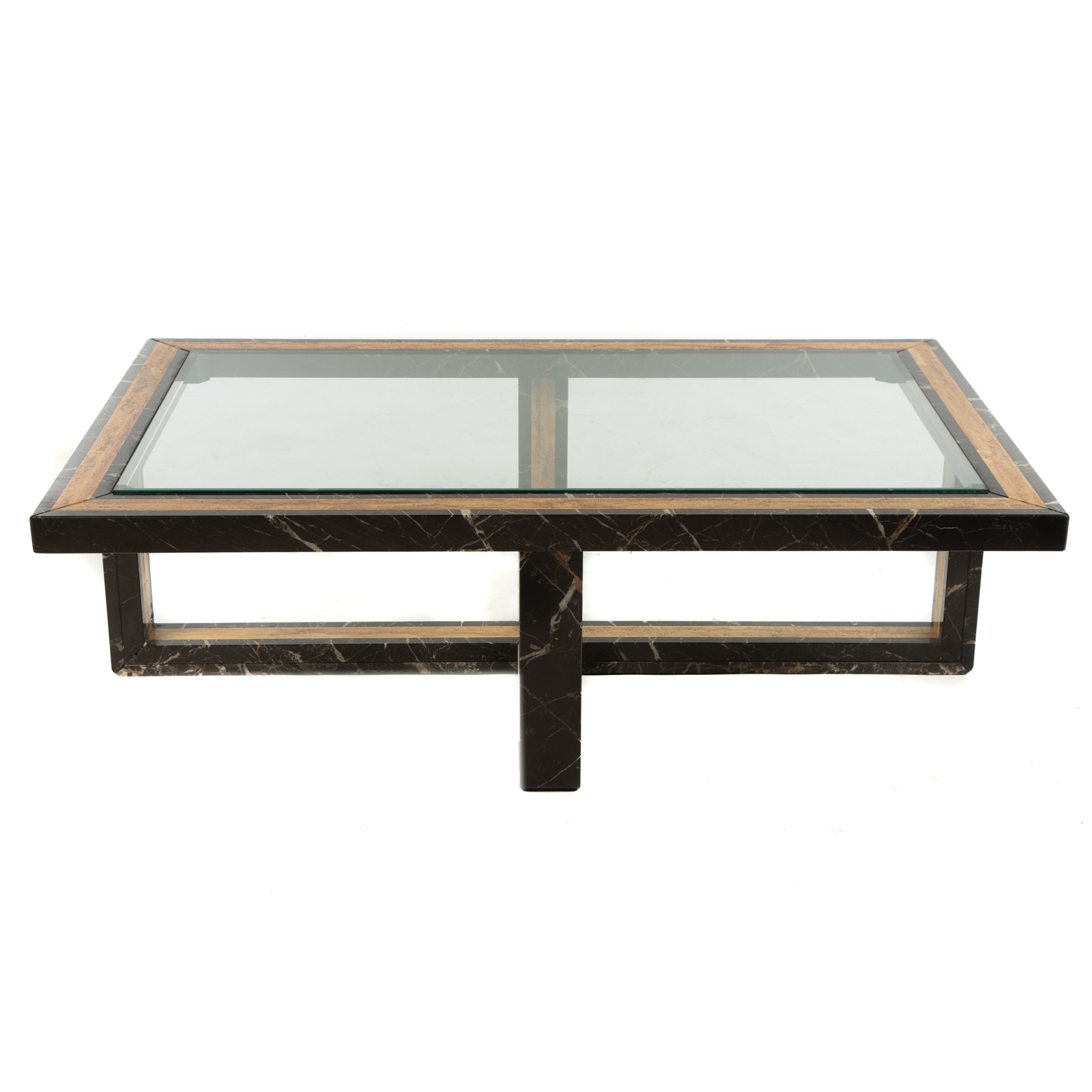 Appraisal: CONTEMPORARY DESIGNER MARBLE GLASS COFFEE TABLE th century with rectangular