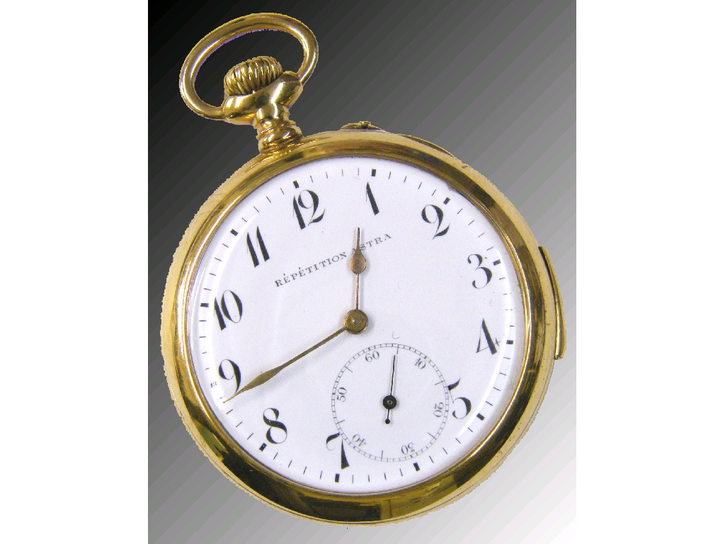 Appraisal: Astra quarter repeating gold plated lever pocket watch the signed