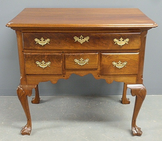 Appraisal: - Bench-made Queen Anne walnut lowboy with cut corner top