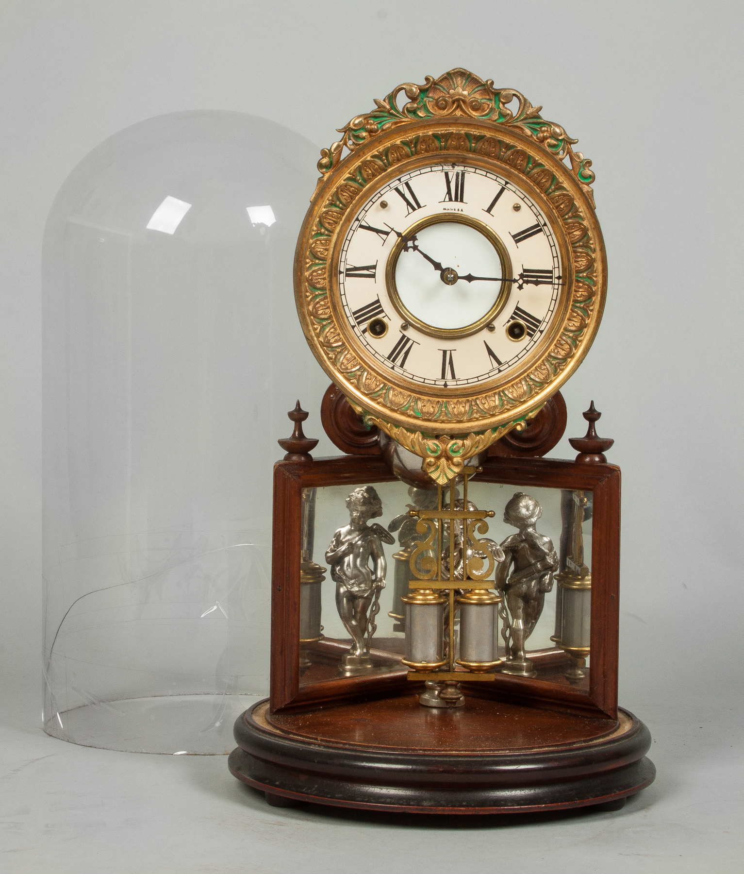 Appraisal: Crystal Palace Clock under Dome Davies Sole Mfgr Walnut day