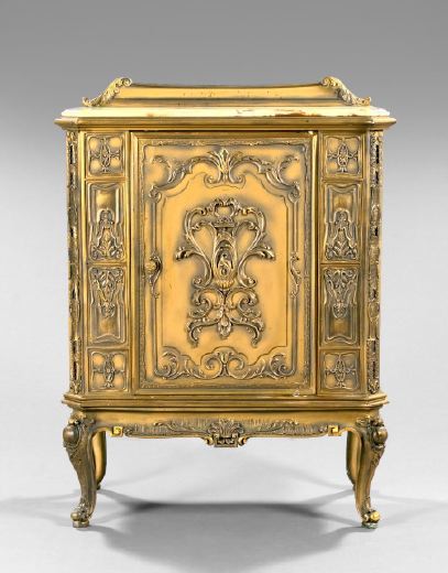 Appraisal: Louis XIV-Style Gesso Giltwood and Onyx-Top Single-Door Cabinet th century