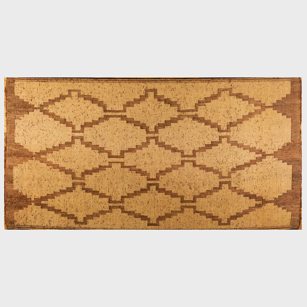 Appraisal: Tuareg Woven Reed and Leather Carpet ft in x ft