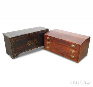 Appraisal: Federal-style Inlaid Mahogany Three-drawer Desk Top and a Paint-decorated Blanket