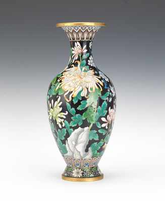 Appraisal: A Chinese Cloisonne Vase Black background featuring large chrysanthemums and