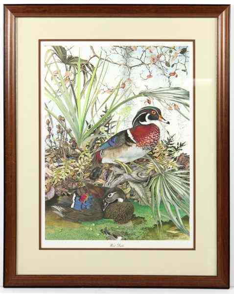 Appraisal: Signed Print by Sallie Middleton''Wood Ducks'' numbered lower right with