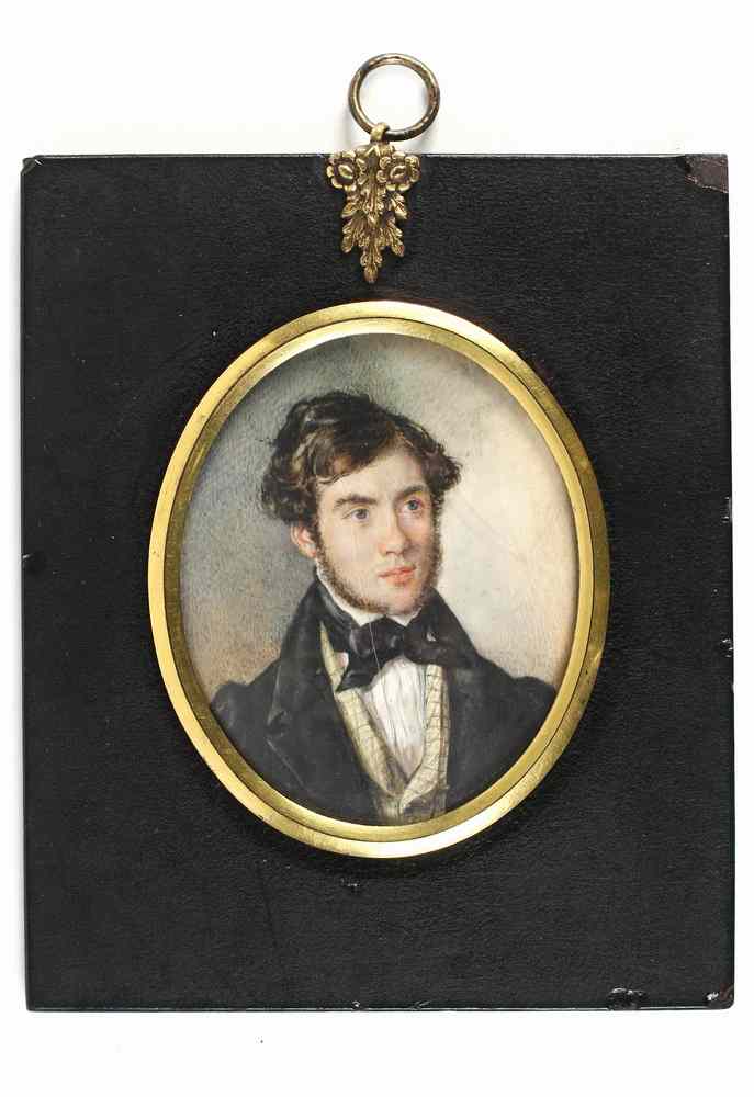 Appraisal: PORTRAIT ON IVORY - Fine Painting of Gentleman in brass