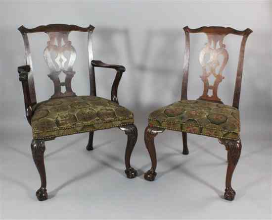 Appraisal: A set of eight George III Chippendale design mahogany dining