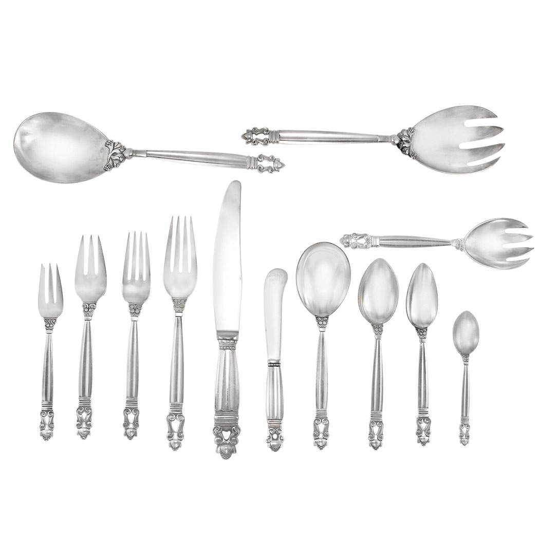 Appraisal: Georg Jensen Sterling Silver Flatware Service In the Acorn pattern