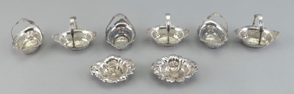 Appraisal: EIGHT STERLING SILVER NUT DISHES EARLY TH CENTURY APPROX TROY