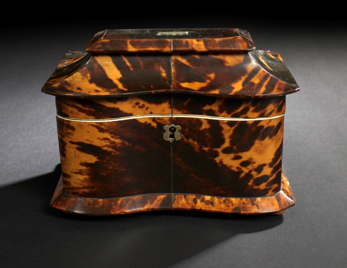 Appraisal: English Richly Figured Russet and Chocolate Tortoiseshell and Bone Bowfront