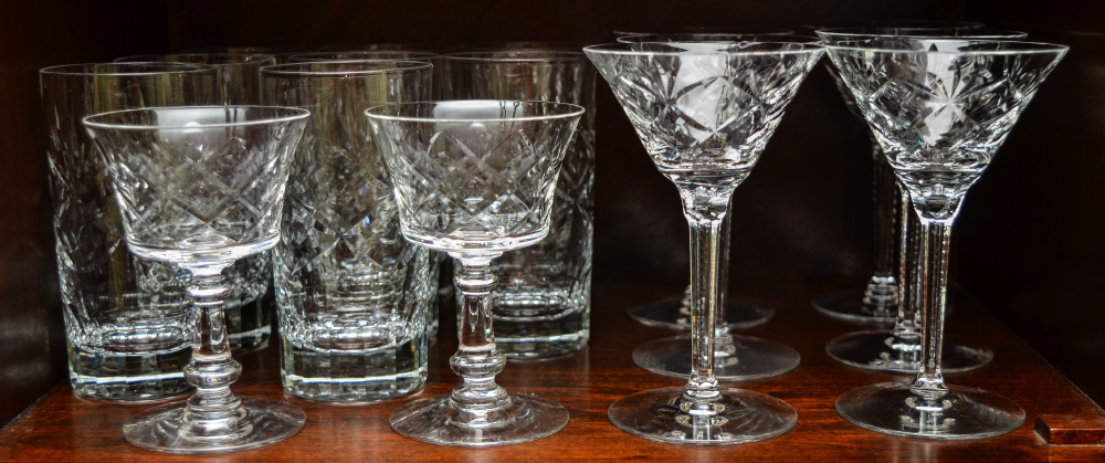 Appraisal: ELEGANT CUT CRYSTAL STEMWARE Approx pieces to include goblets ''