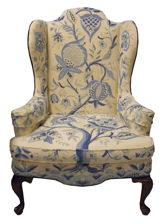 Appraisal: th C Queen Anne style Woodmark Originals wingback arm chair