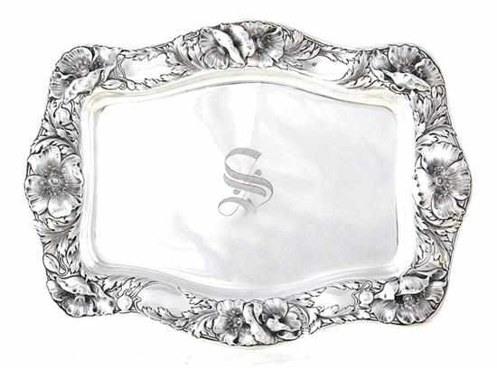 Appraisal: Gorham sterling serving tray Rhode Island circa poppy pattern wide