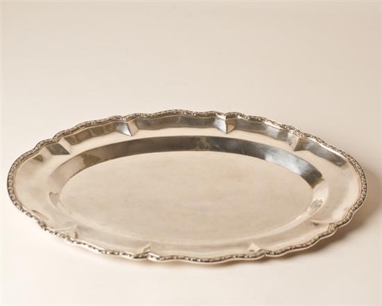 Appraisal: A Peruvian Sterling Oval Tray having a shaped border with