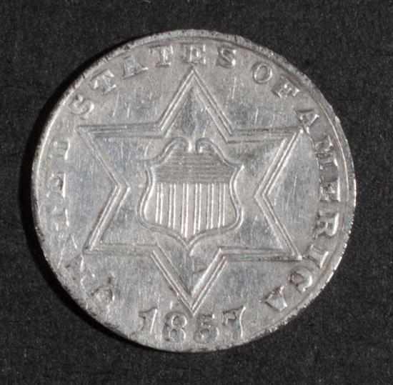 Appraisal: United States silver three-cent piece AU- Estimate - Coin grades