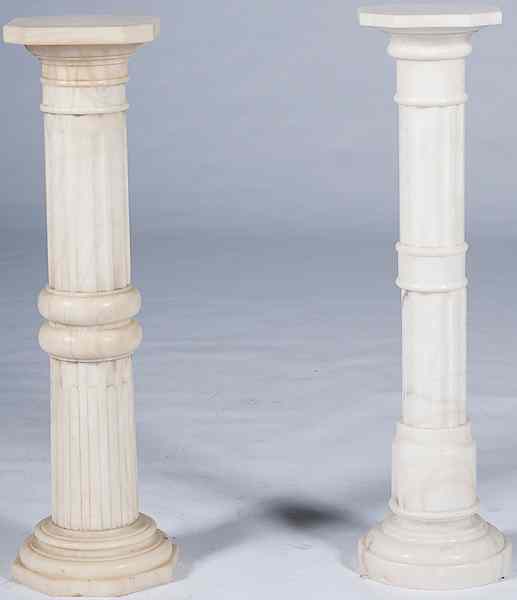 Appraisal: Carved Marble Pedestals Continental two carved and bolted white marble