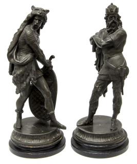 Appraisal: ANTIQUE SPELTER NORDIC WARRIOR FIGURES pair Spelter figures Nordic Warriors