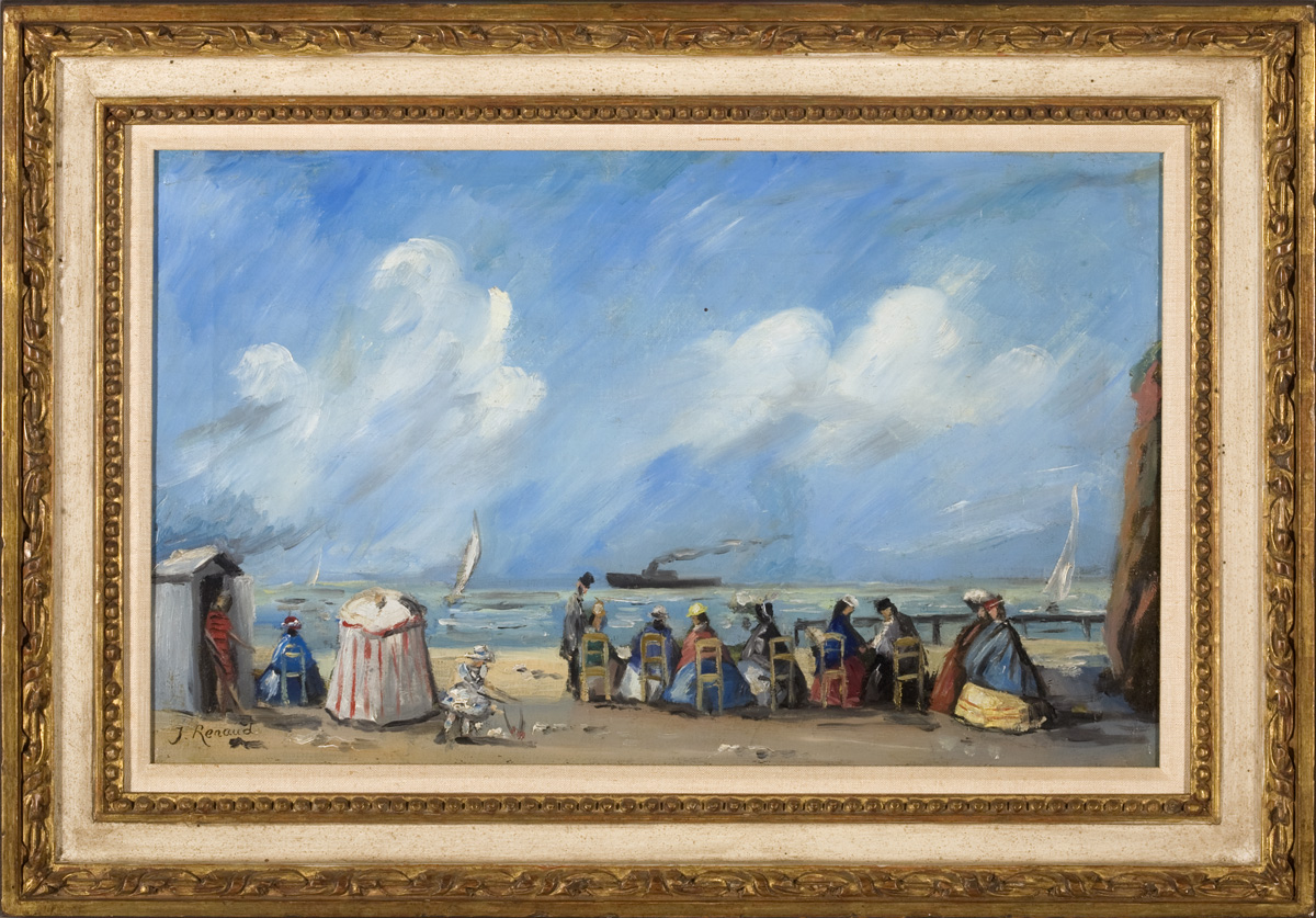 Appraisal: JEAN-CHARLES RENAUD FRENCH ACT LATE NINETEENTH CENTURY BEACH SCENE WITH