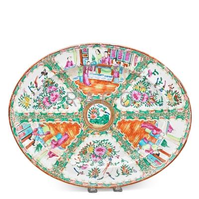 Appraisal: CHINESE ROSE MEDALLION PORCELAIN PLATTER Oval with famille rose panels