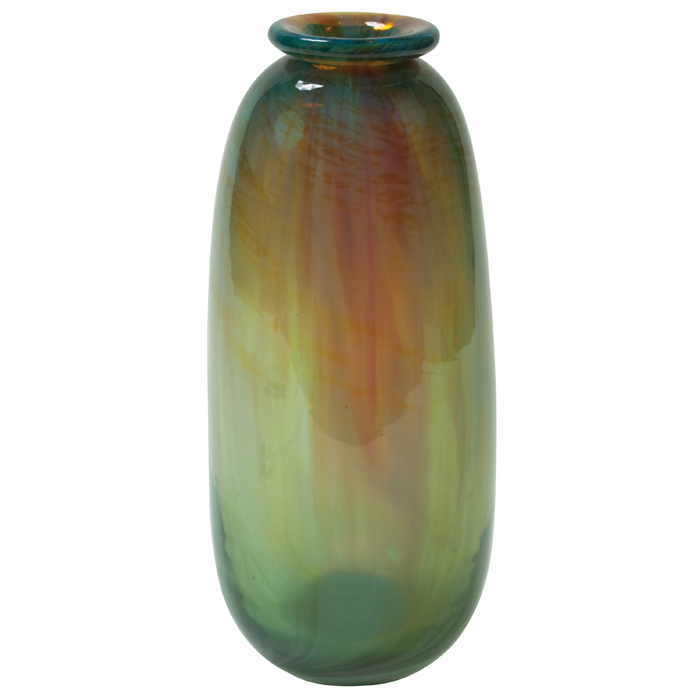 Appraisal: Mark Peiser vase USA pearlescent green and amber glass with