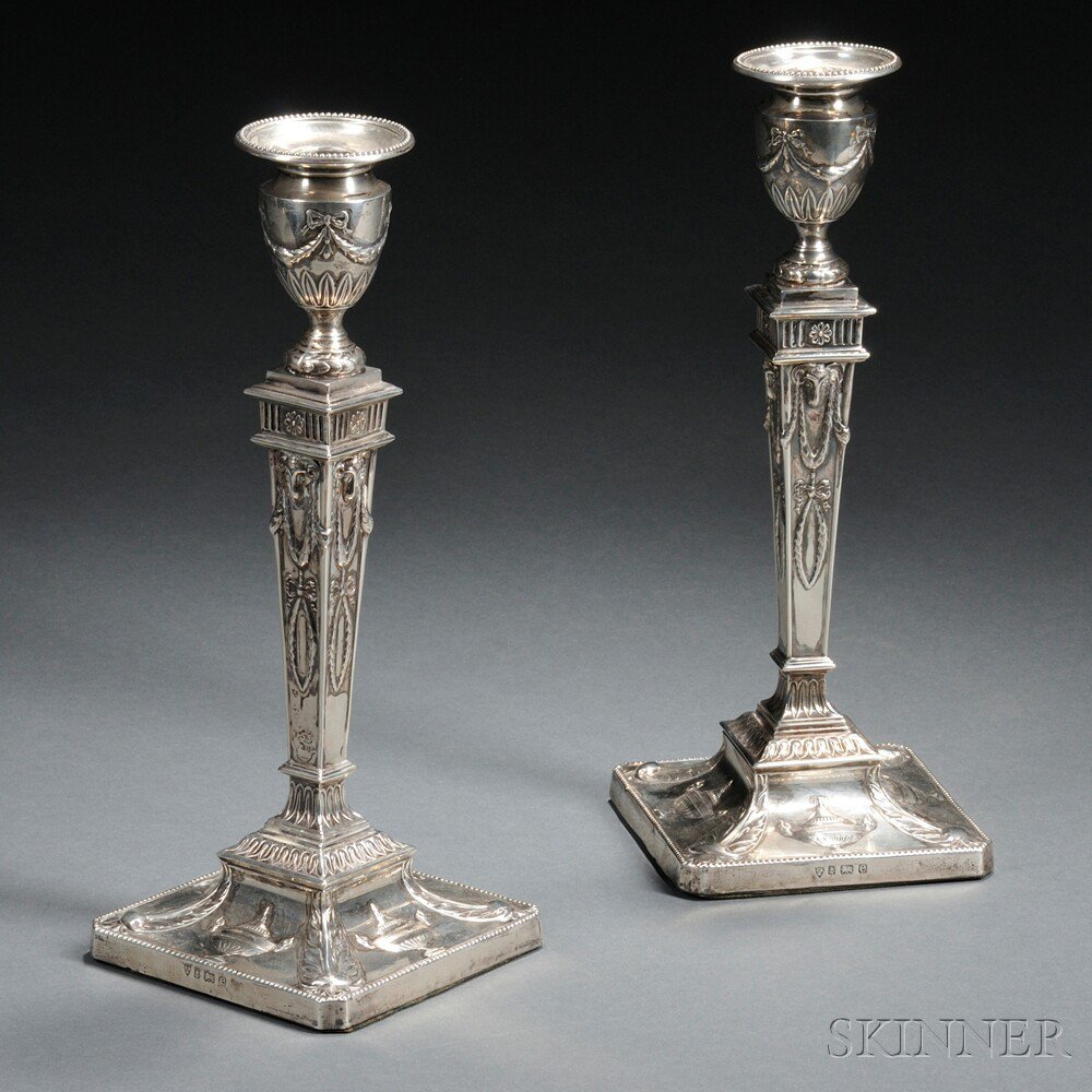 Appraisal: Pair of Edward VII Weighted Sterling Silver Candlesticks Birmingham -