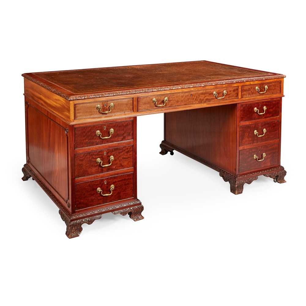 Appraisal: GEORGIAN STYLE MAHOGANY PEDESTAL DESK BY MARY WILLSON MID TH