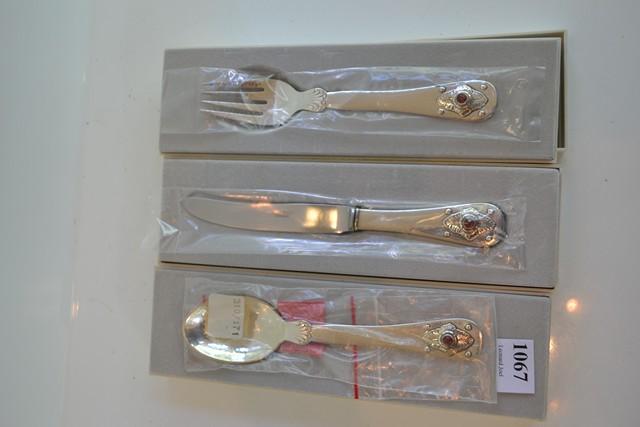 Appraisal: GEORG JENSEN SILVER COMMEMORATIVE SPOON FORK AND KNIFE -