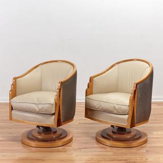 Appraisal: Pr Manner of Jules Leleu captain's chairs Pr Manner of