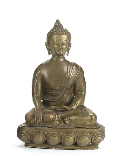 Appraisal: A large brass seated figure of a Buddha together with