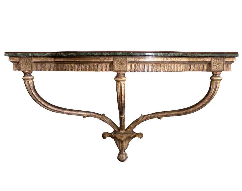 Appraisal: MARBLE PAINTED WOOD CONSOLE TABLEmodern Provenance Property from the collection