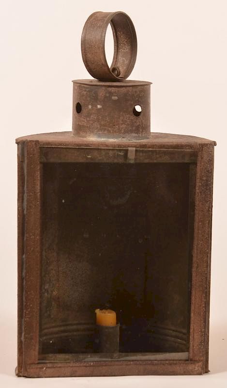 Appraisal: th Century Tin Half Circular Candle Lantern th Century Tin