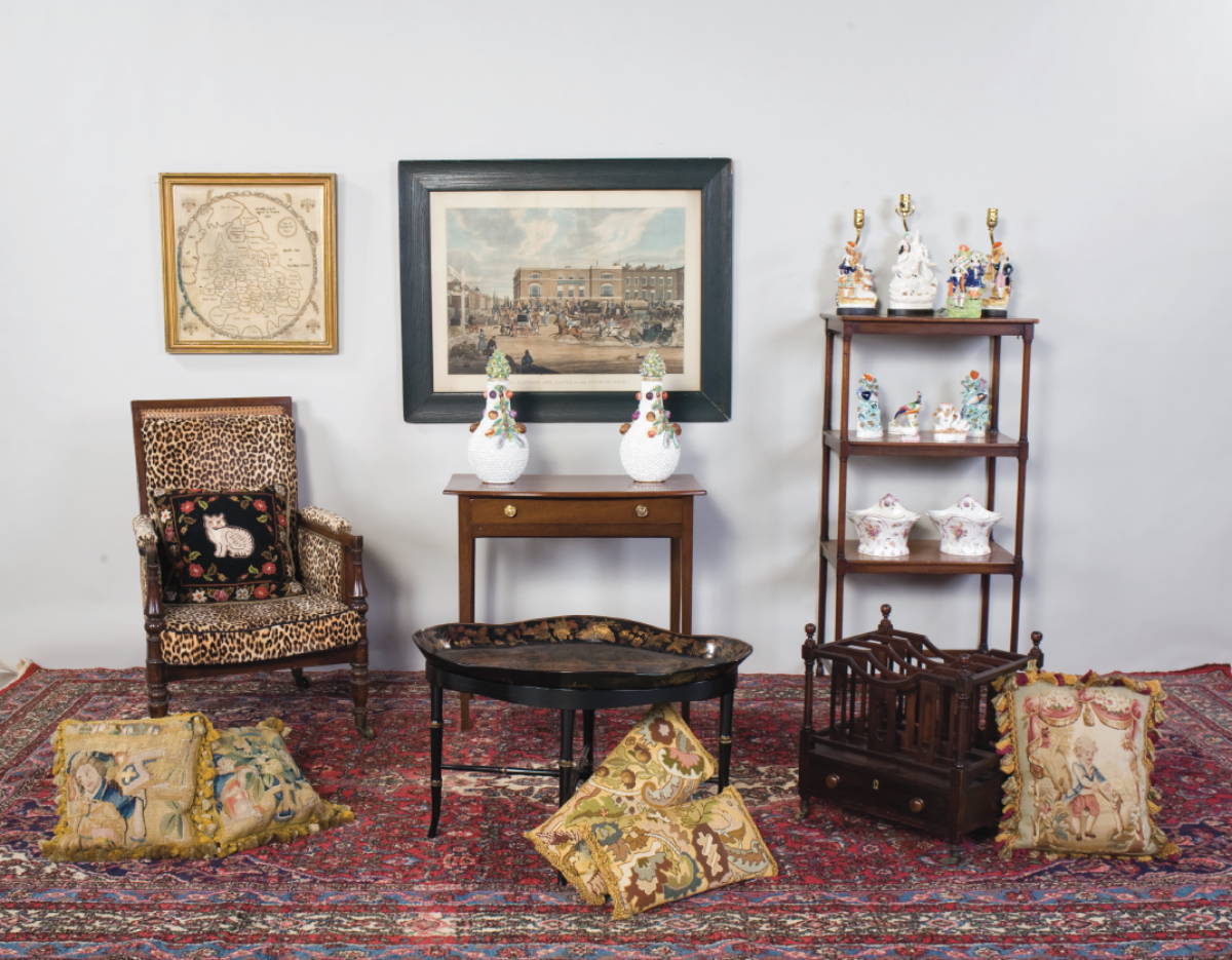 Appraisal: BLACK LAQUERED QUATREFOIL-TOP TEA TABLE WITH BAMBOO TURNED LEGS AND