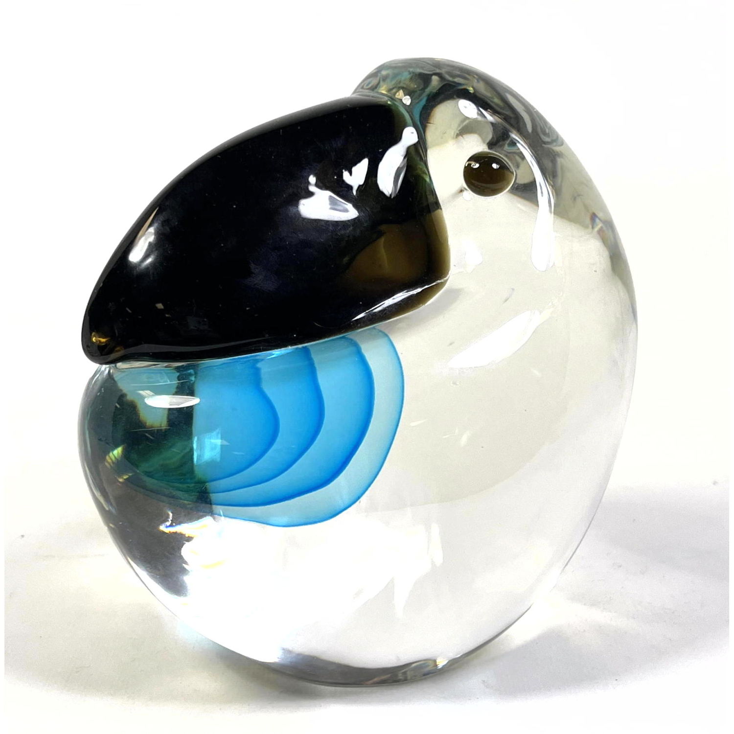 Appraisal: A ZANELLA Art Glass Bird Clear body with sommerso blue