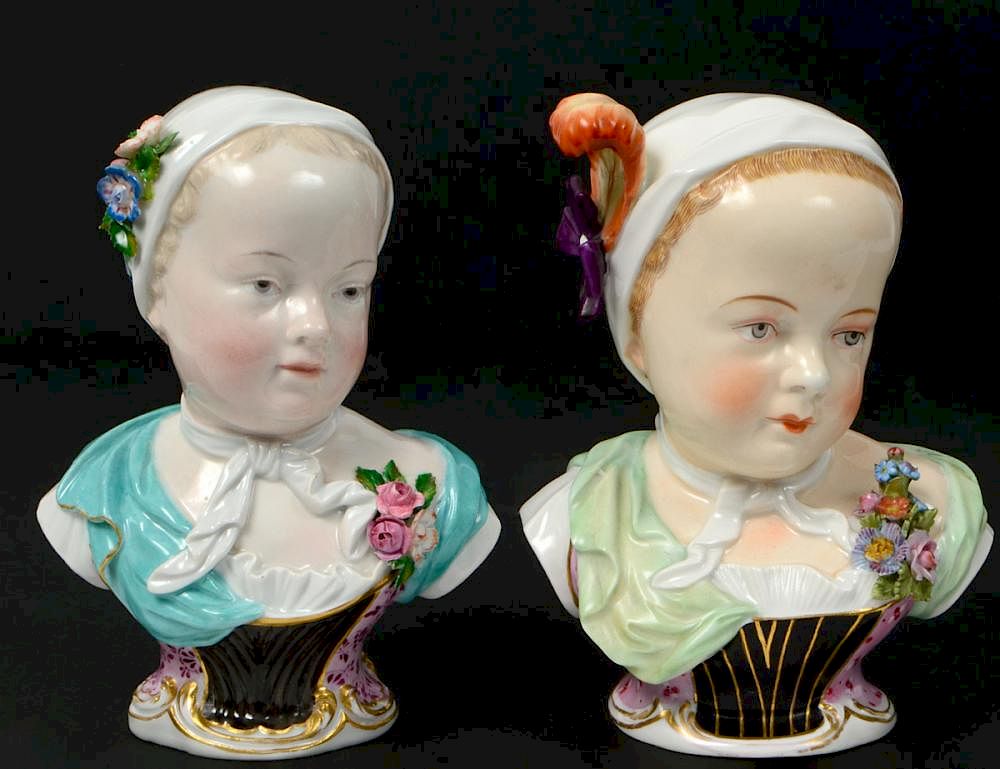 Appraisal: TWO MEISSEN PORCELAIN BUSTS OF BOURBON CHILDREN Late th Early