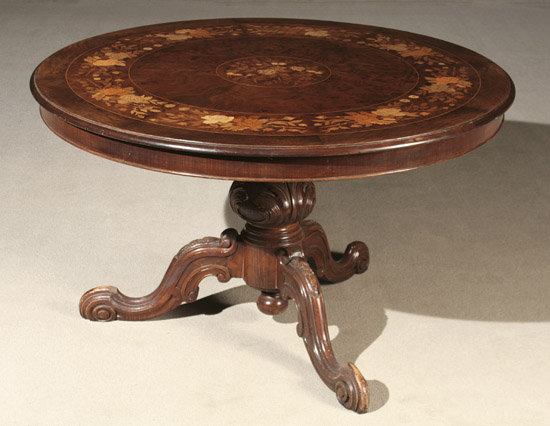 Appraisal: Victorian Rococo Style Parcel Colored Satinwood Marquetry Figured Walnut Breakfast