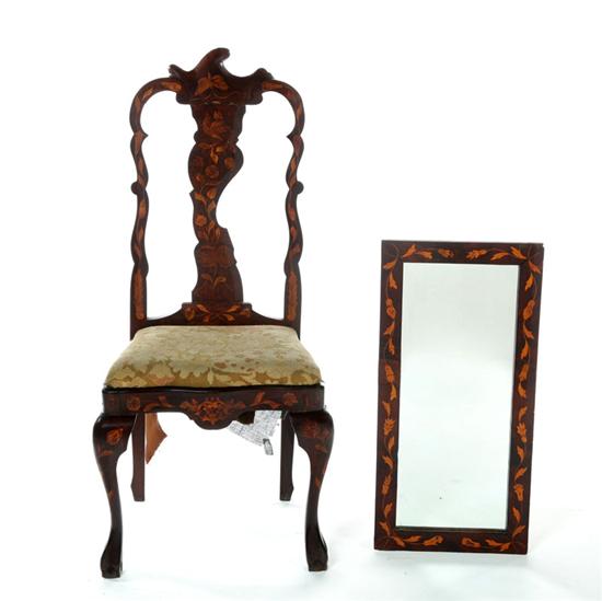 Appraisal: MARQUETRY FRAME AND CHAIR European Side chair late th century