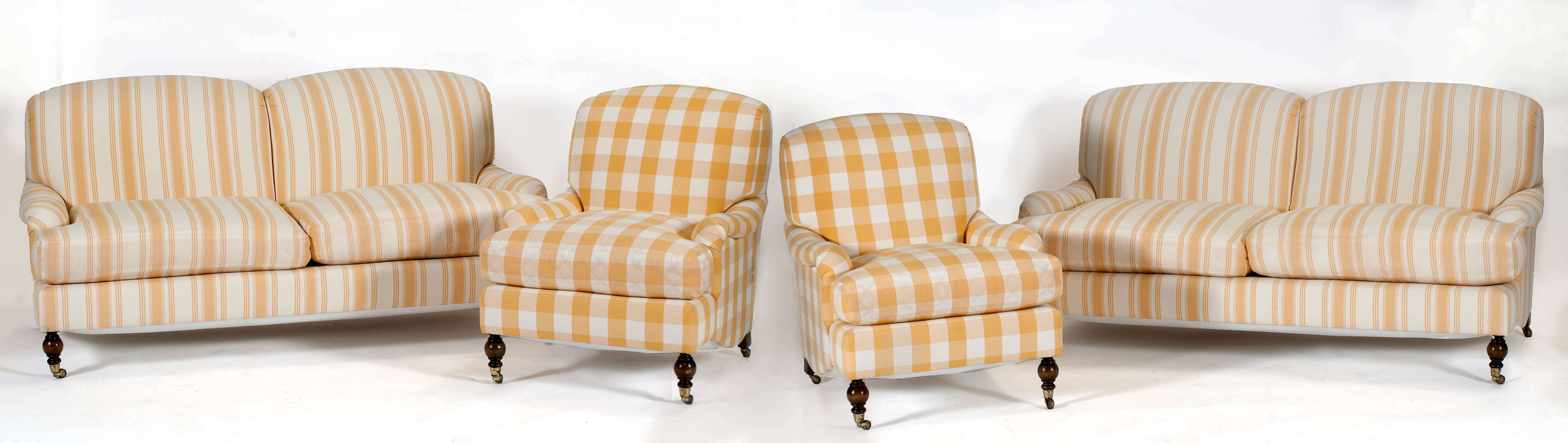 Appraisal: FOUR-PIECE BRUNSCHWIG AND FILS UPHOLSTERED FURNITURE SUITE two butterscotch and