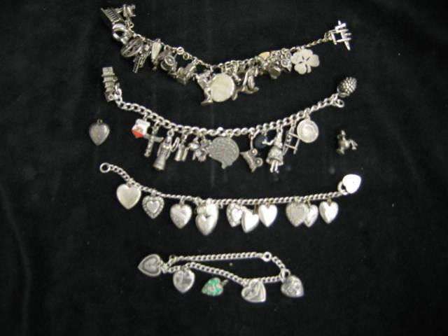 Appraisal: Estate Sterling Lot with Charm Bracelets hearts a lifetime collection