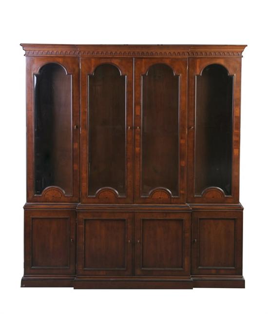 Appraisal: HENREDON ENGLISH REGENCY STYLE BREAKFRONT CABINET late th century walnut