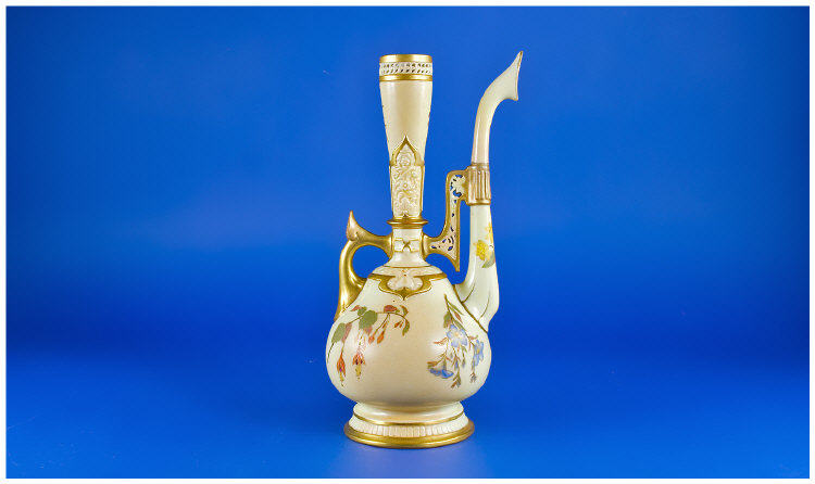 Appraisal: Royal Worcester 'Persian' Ewer Blush Ivory Ground with Hand Finished